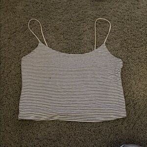 Asics Black and White Striped Top